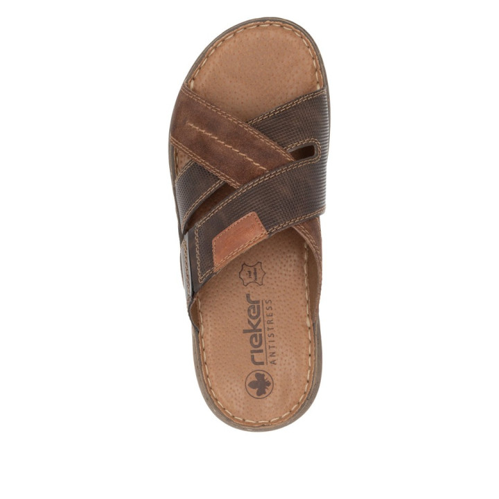Mule rieker homme cuir marron