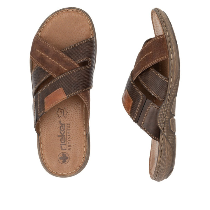 Mule rieker homme cuir marron