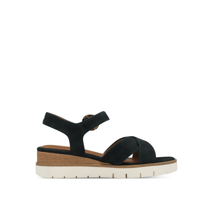 Sandale compensée  femme Tamaris en cuir 28202 Navy bleu