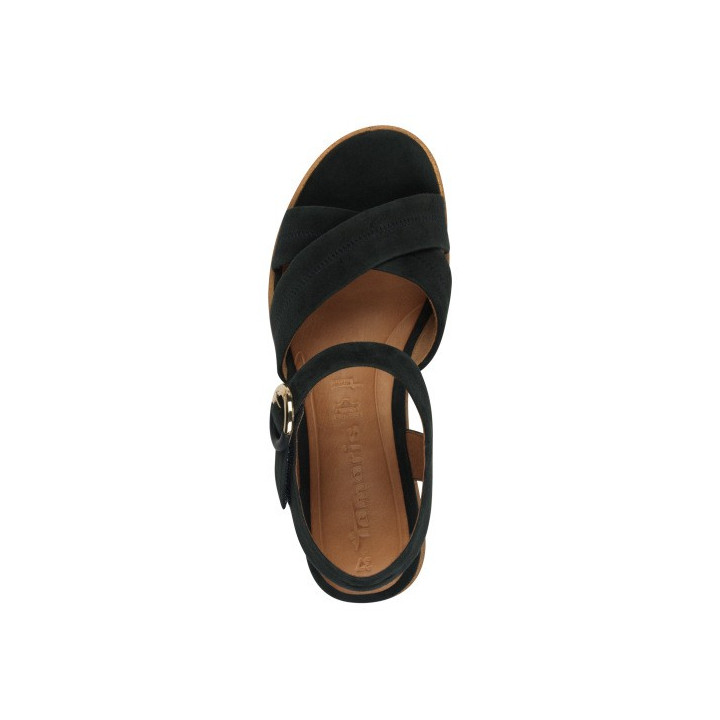 Sandale compensée  femme Tamaris en cuir 28202 Navy bleu