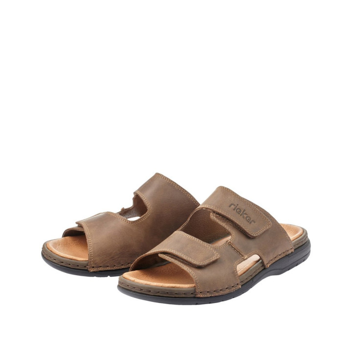 Mule rieker homme cuir marron