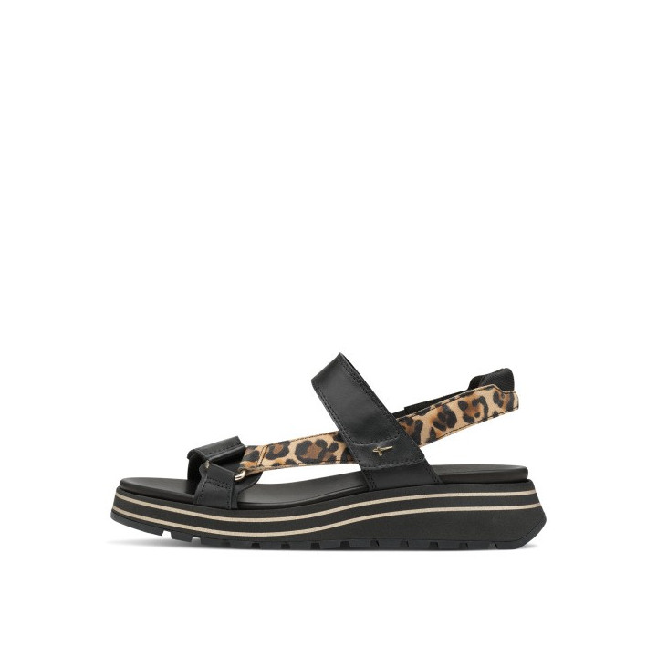 Sandale femme Tamaris 28267 Black/Léopard en cuir