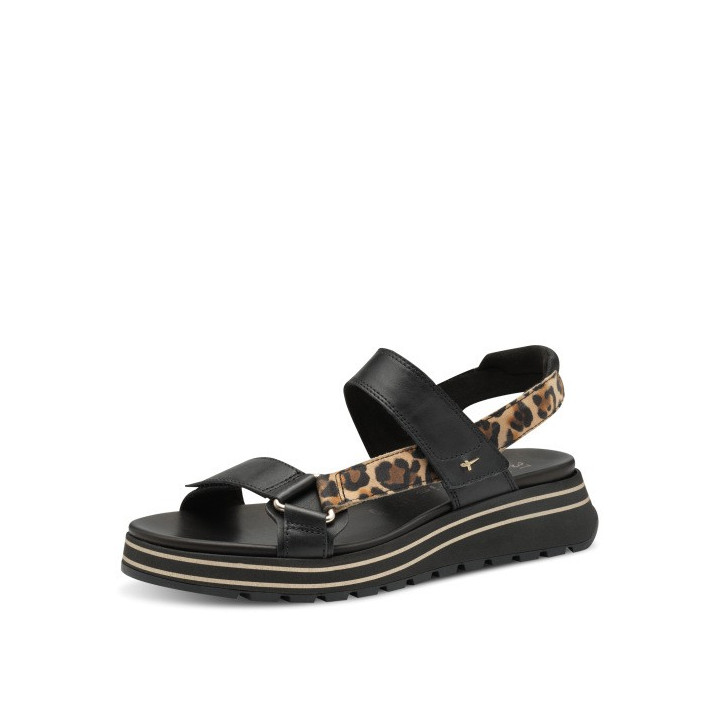 Sandale femme Tamaris 28267 Black/Léopard en cuir