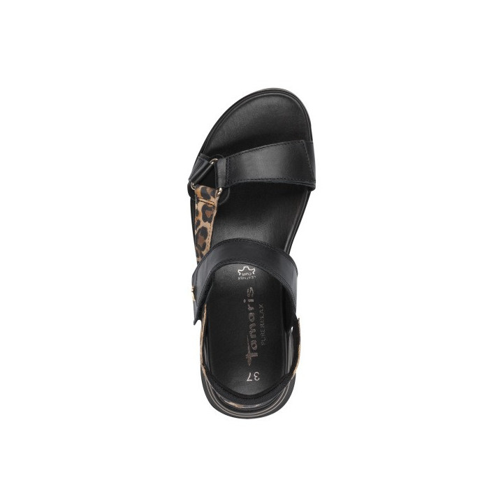 Sandale femme Tamaris 28267 Black/Léopard en cuir