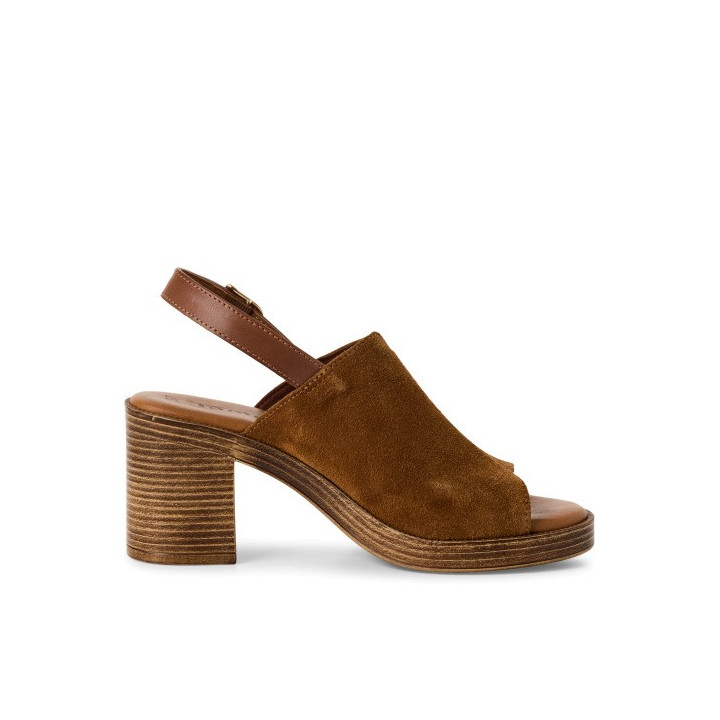 Sandale à talon de 7 cm Tamaris en cuir/daim 28304 Cognac