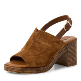Sandale à talon de 7 cm Tamaris en cuir/daim 28304 Cognac