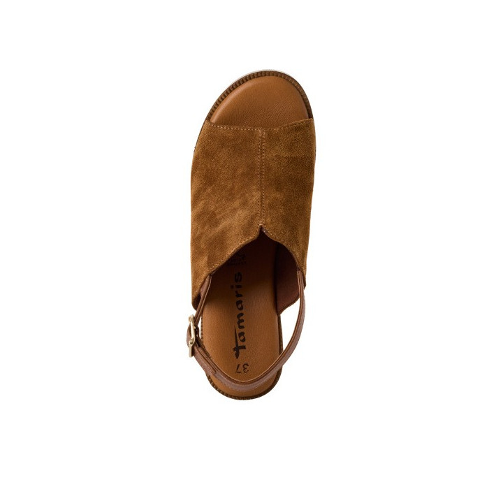 Sandale à talon de 7 cm Tamaris en cuir/daim 28304 Cognac