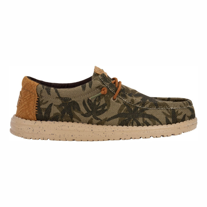 Mocassin Homme Hey Dude wally palm jute olive ginger brown