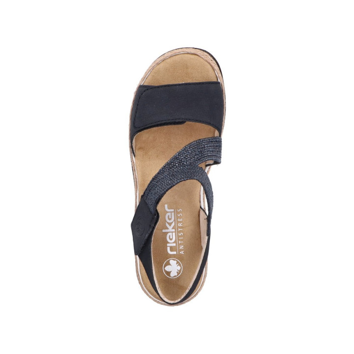 Sandale Rieker femme bleu semelle moelleuse V7974-14