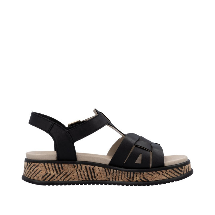 Sandale RIEKER femme noire en cuir W0853-00