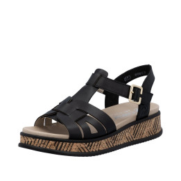 Sandale RIEKER femme noire en cuir W0853-00