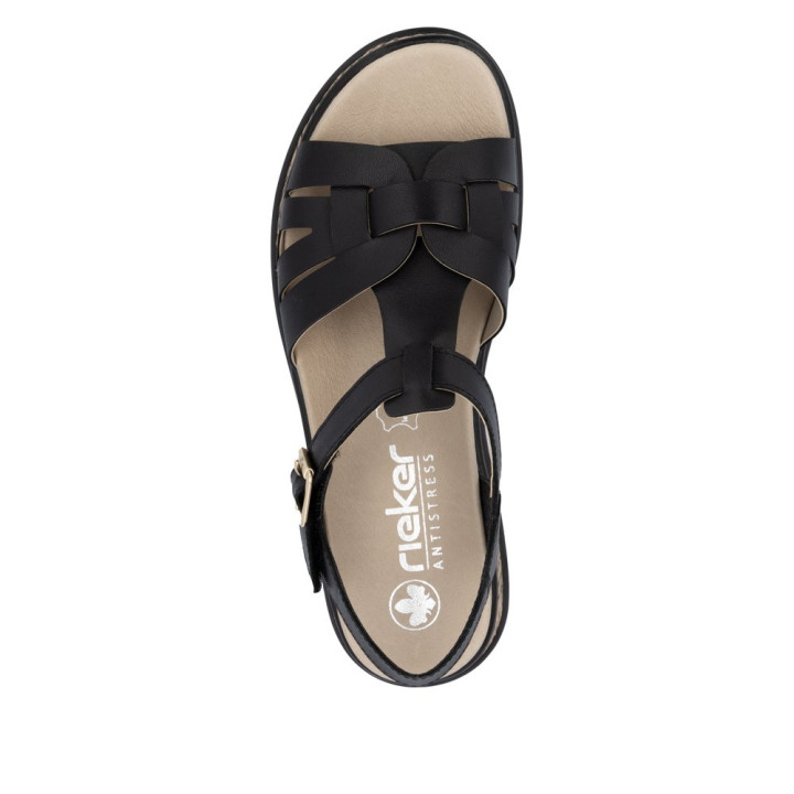 Sandale RIEKER femme noire en cuir W0853-00