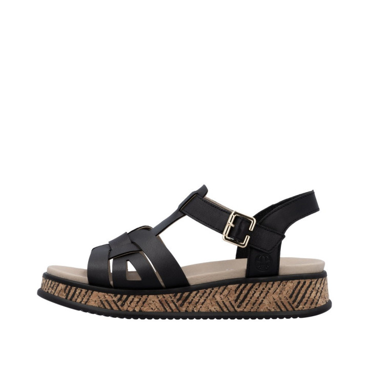 Sandale RIEKER femme noire en cuir W0853-00