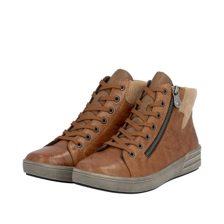 Chaussures montantes maron zippée  femme RIEKER X0709-22