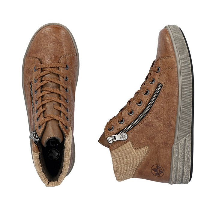 Chaussures montantes maron zippée  femme RIEKER X0709-22