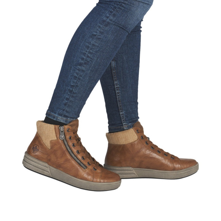 Chaussures montantes maron zippée  femme RIEKER X0709-22