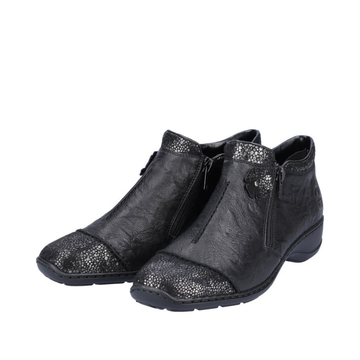 Bottines noires en cuir RIEKER  58388-01