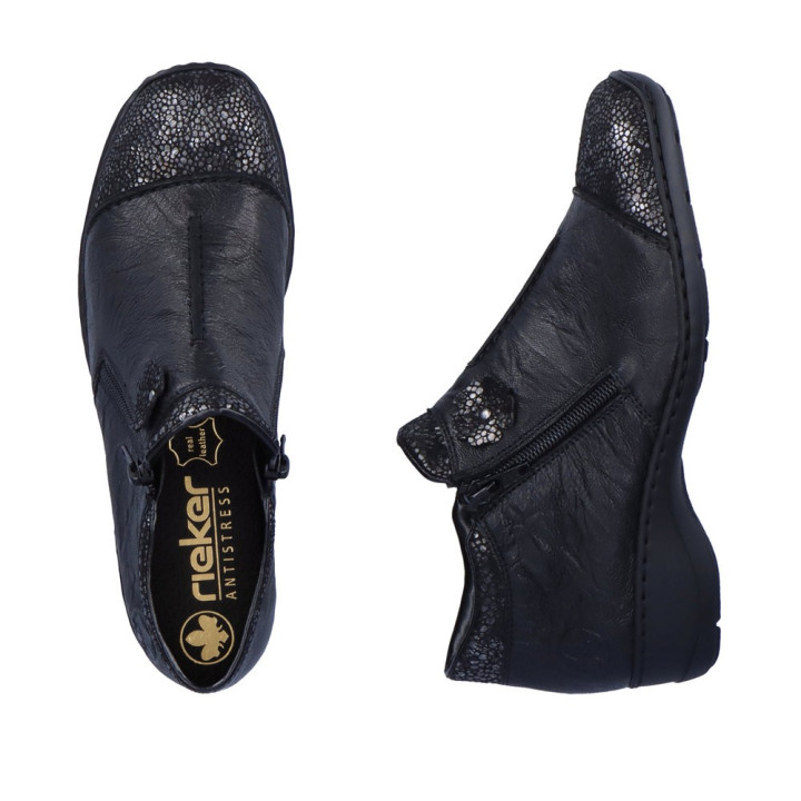 Bottines noires en cuir RIEKER  58388-01