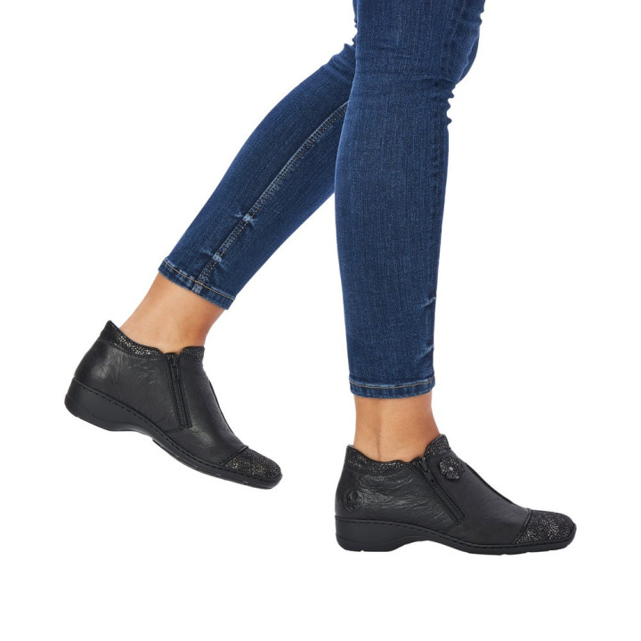 Bottines noires en cuir RIEKER  58388-01
