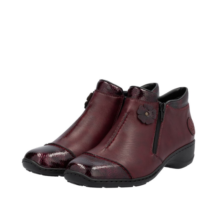 Bottine rouge deux zip RIEKER 58388-36