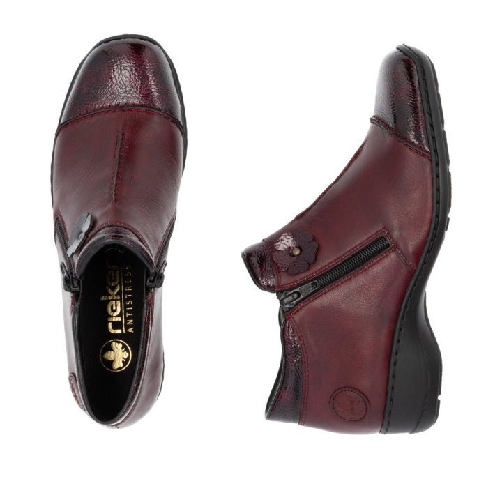 Bottine rouge deux zip RIEKER 58388-36