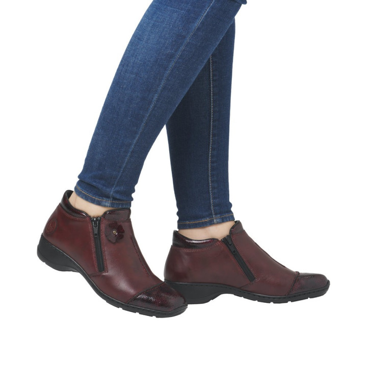Bottine rouge deux zip RIEKER 58388-36