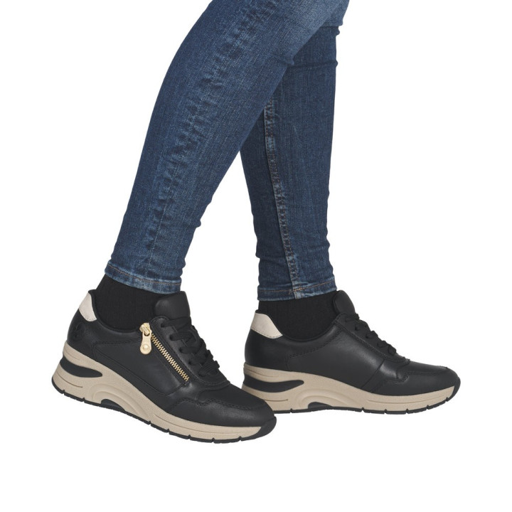 Basket en cuir noire RIEKER N9301-00