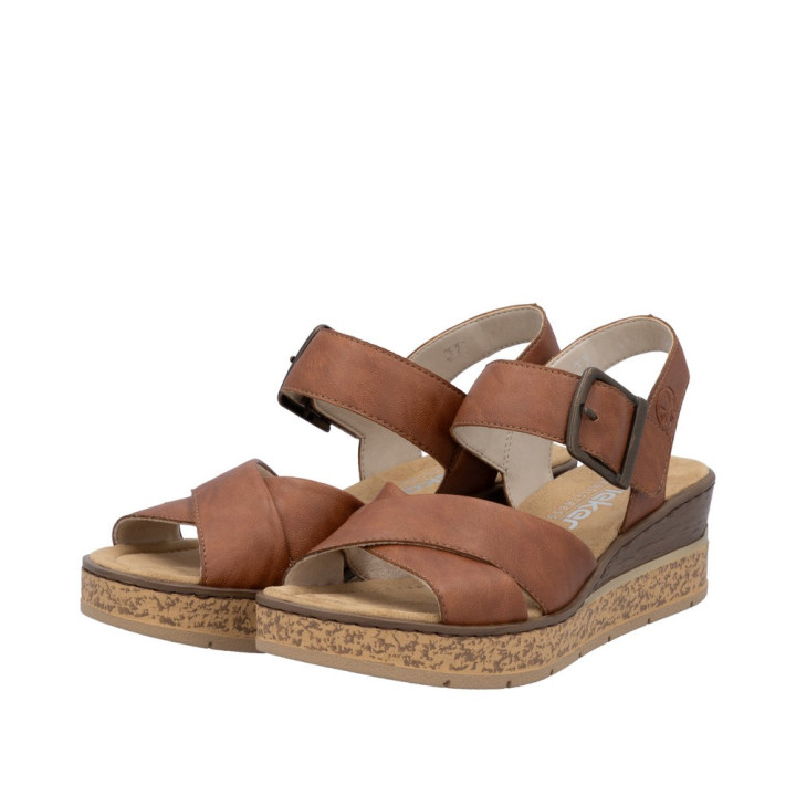 Sandales compensées Rieker marron 63795-22