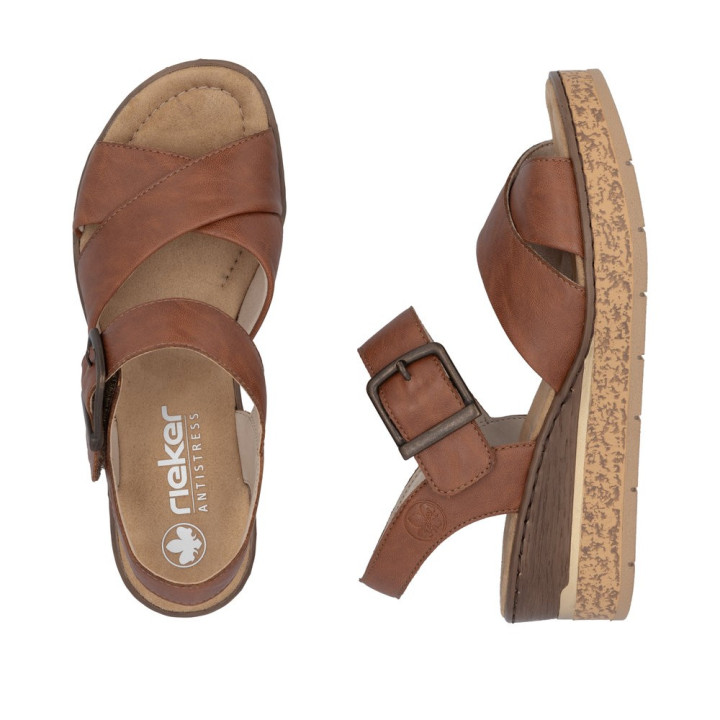 Sandales compensées Rieker marron 63795-22