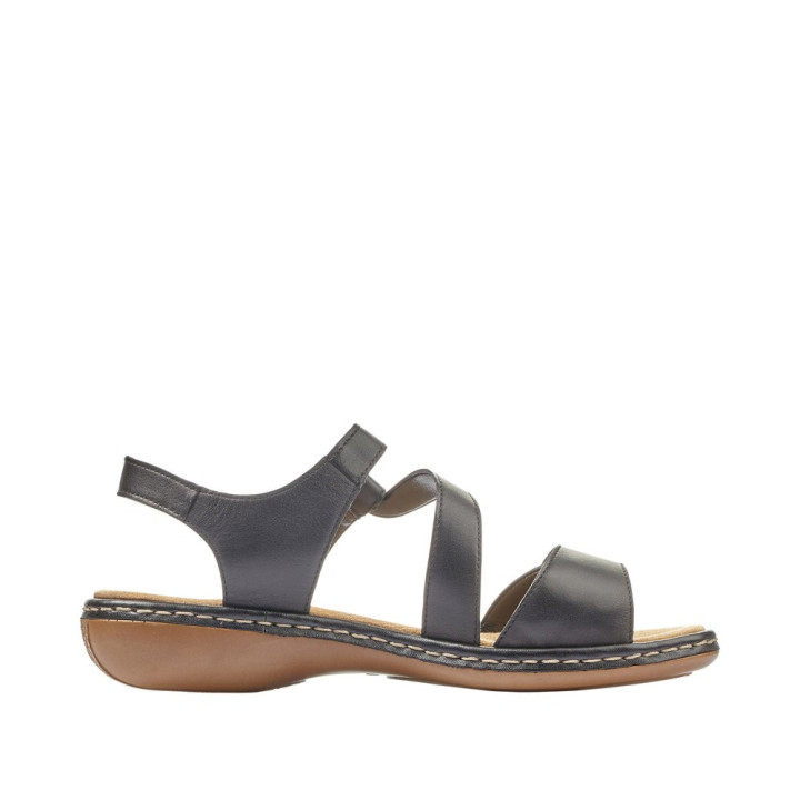 sandale rieker femme noir cuir moelleuse 659C7-00
