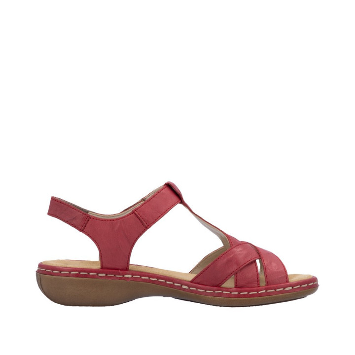 Sandale Rieker femme cuir rouge 65919-33