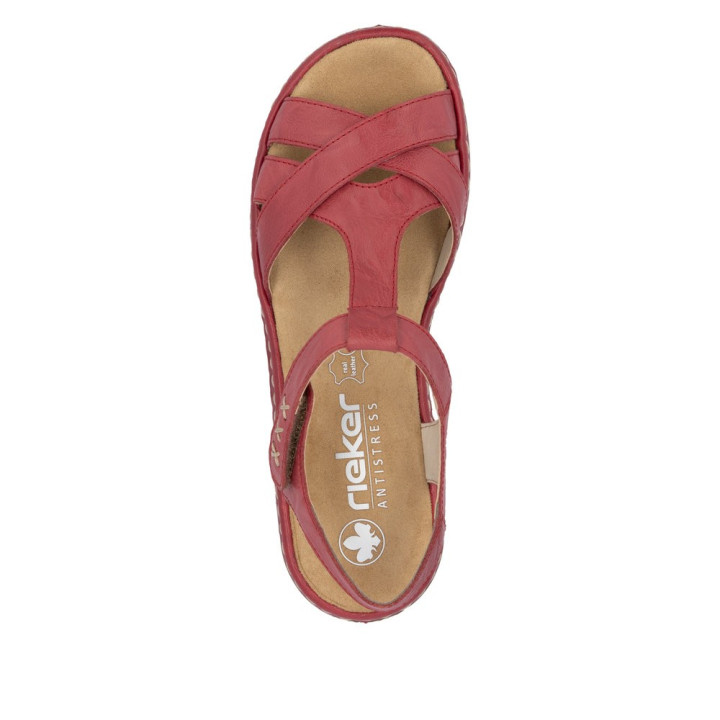 Sandale Rieker femme cuir rouge 65919-33