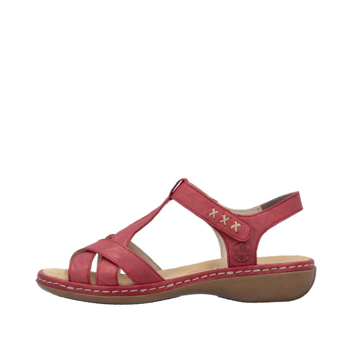 Sandale Rieker femme cuir rouge 65919-33
