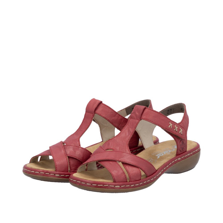 Sandale Rieker femme cuir rouge 65919-33