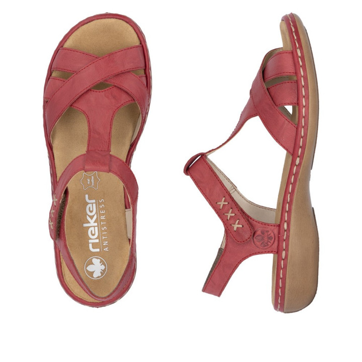 Sandale Rieker femme cuir rouge 65919-33