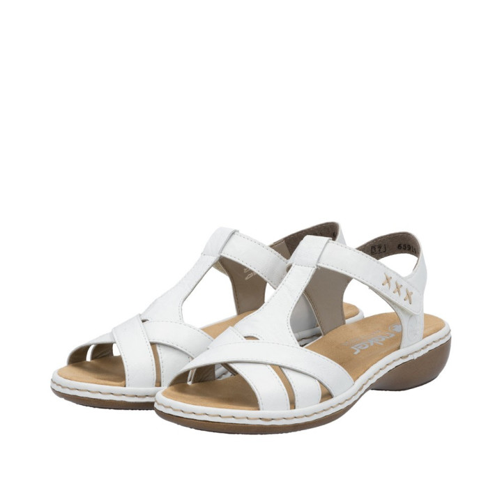 Sandale Rieker femme cuir blanche 65919-80