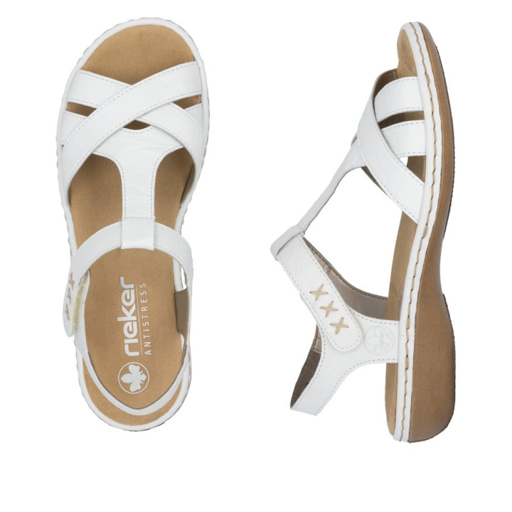 Sandale Rieker femme cuir blanche 65919-80
