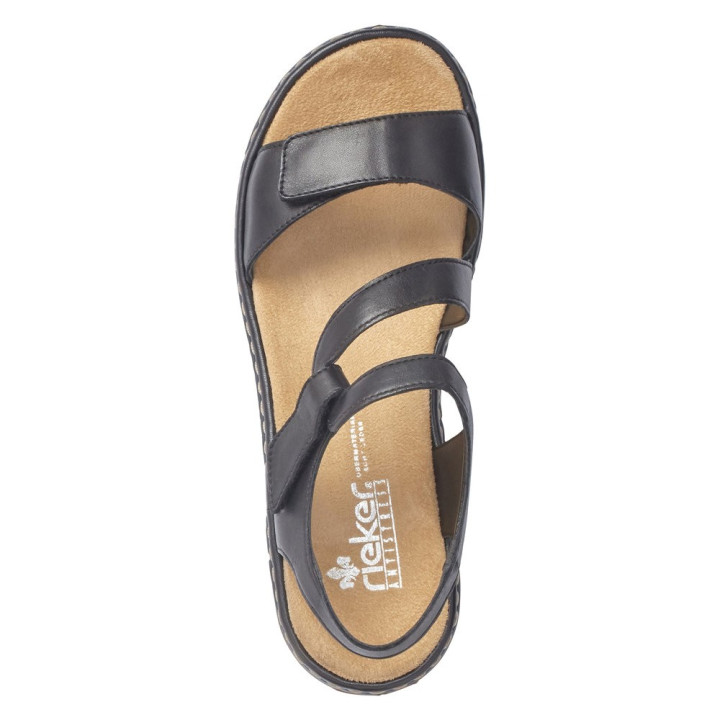 sandale rieker femme noir cuir moelleuse 659C7-00
