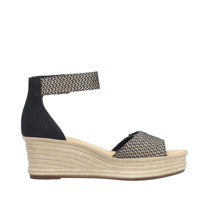 Sandale compensé Rieker noir 68793-00