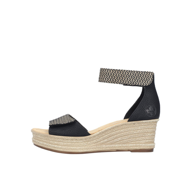 Sandale compensé Rieker noir 68793-00