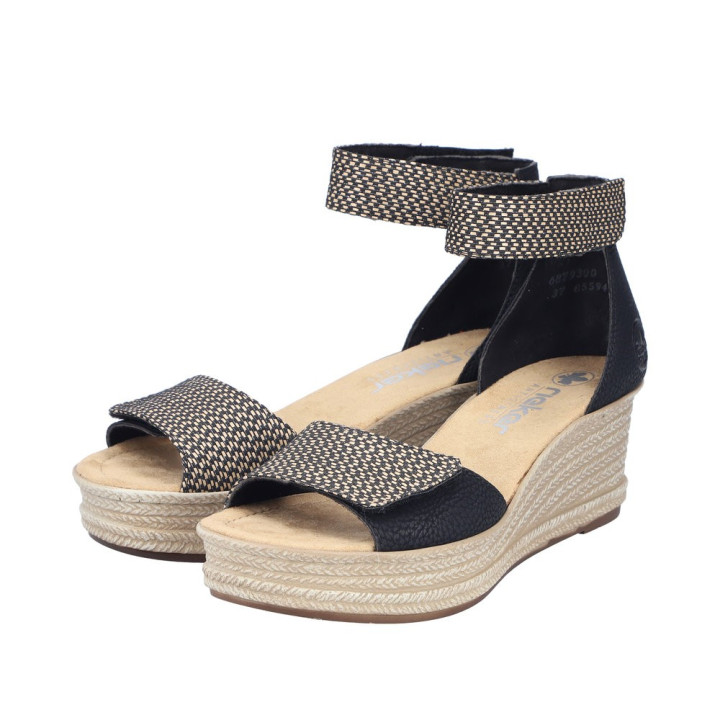 Sandale compensé Rieker noir 68793-00