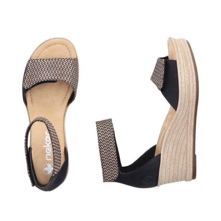 Sandale compensé Rieker noir 68793-00