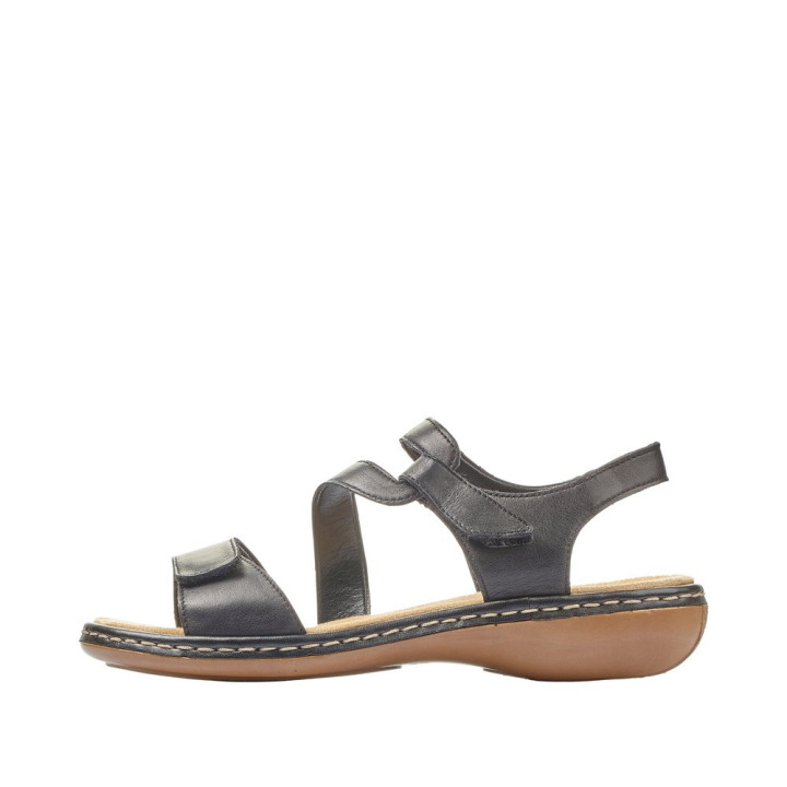 sandale rieker femme noir cuir moelleuse 659C7-00