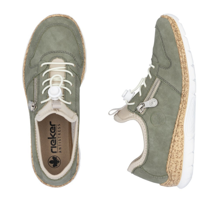 Basket Rieker femme mémoire de forme verte N42G0-52