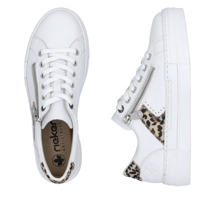 Basket Rieker Femme Blanche Léopard N4924-81