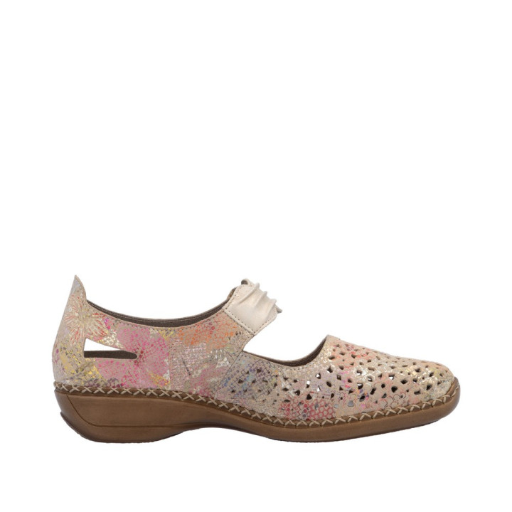 Ballerine ou Mocassin Rieker femme multicolore cuir moelleuse 41399-92