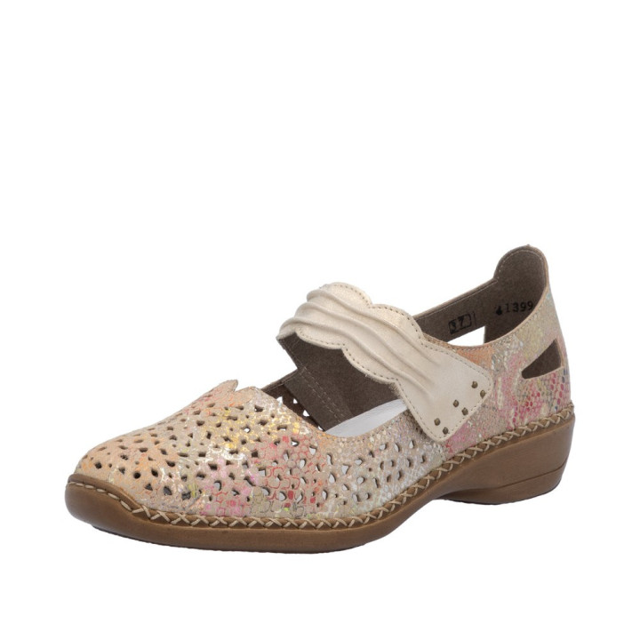 Ballerine ou Mocassin Rieker femme multicolore cuir moelleuse 41399-92