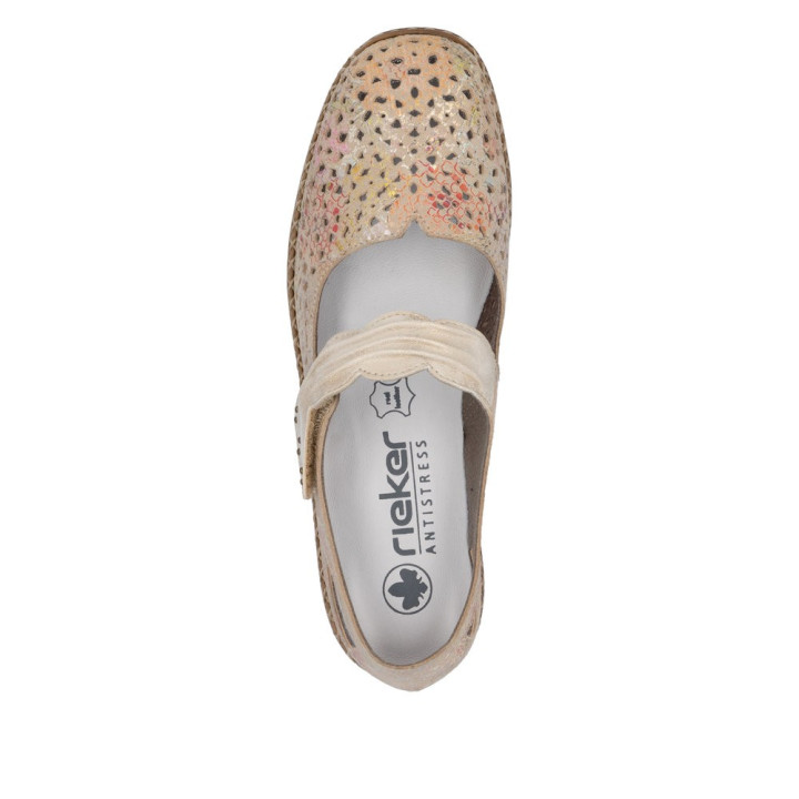 Ballerine ou Mocassin Rieker femme multicolore cuir moelleuse 41399-92