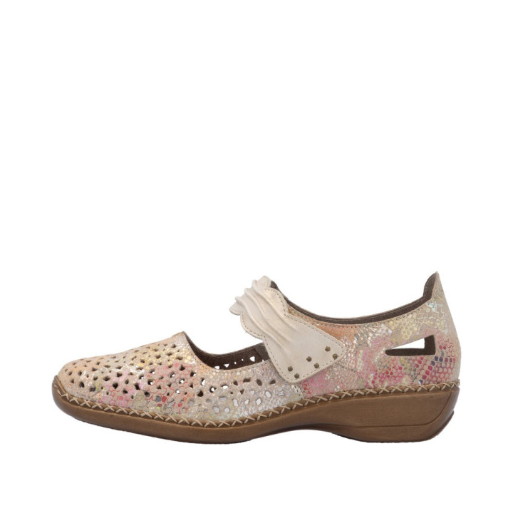 Ballerine ou Mocassin Rieker femme multicolore cuir moelleuse 41399-92