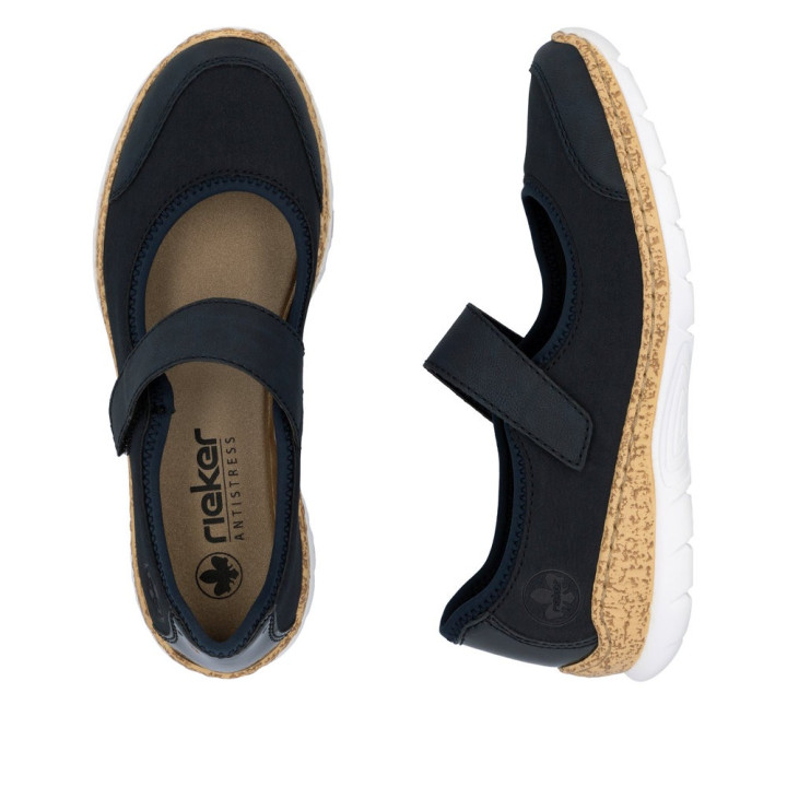 Basket Rieker Femme Stretch Bleu mémoire de forme N42B0-14